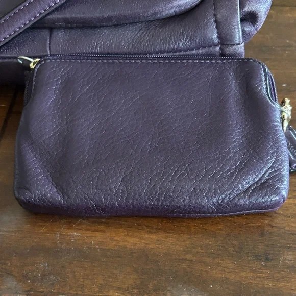 Coach Purple Leather Shoulder Bag with wallet - Picture 6 of 8
